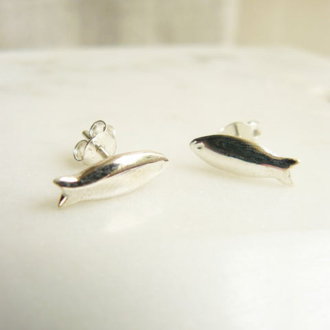 Stud Earrings Fish/Silver