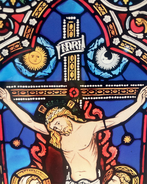 The Crucifixion - Winged Heart Stained Glass Window Cling