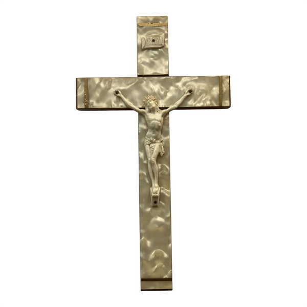 Vintage French Crucifix Medium MoP with gold  - Ha