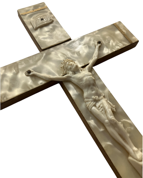 Vintage French Crucifix Medium MoP with gold  - Ha