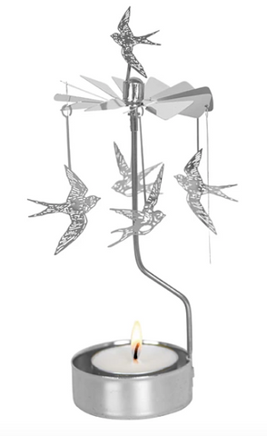 Rotary Candle Holder Swallow Silver