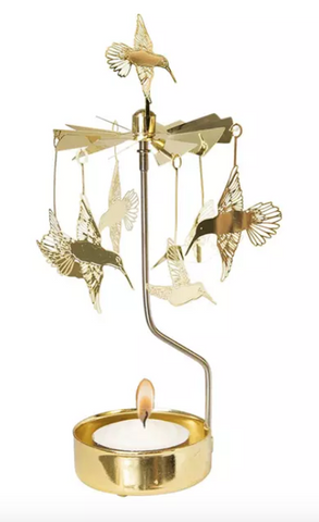 Rotary Candle Holder Humming Bird Gold