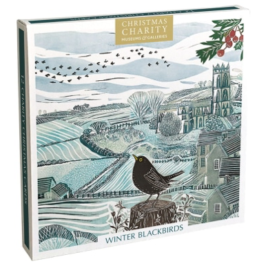 12 Charity Cards Winter Blackbirds