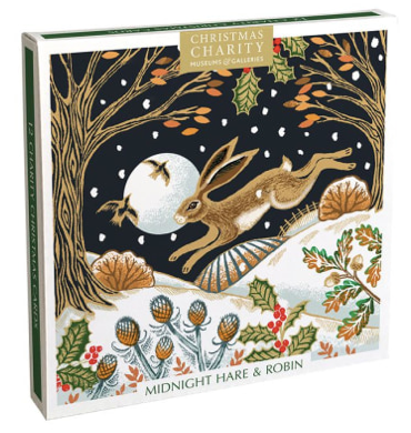 12 Charity Cards Midnight Hare & Robin