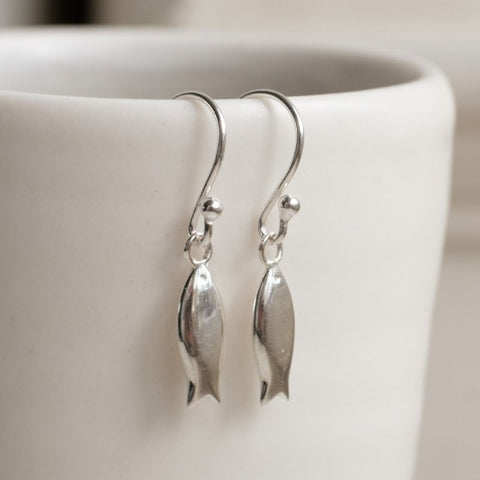 Hook Earrings Silver Fish