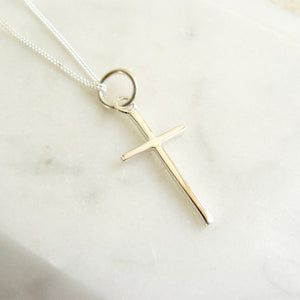 Large Cross Necklace Silver