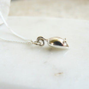 Mouse  Charm Necklace Silver