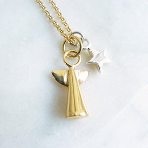 Gold Vermeil Angel and Silver Star Necklace