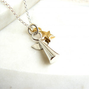 Silver Angel and Gold Star Necklace