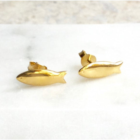 Stud Earrings Fish/Gold