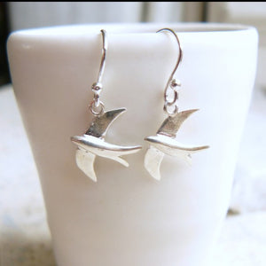 Hook Earrings Silver Swallow